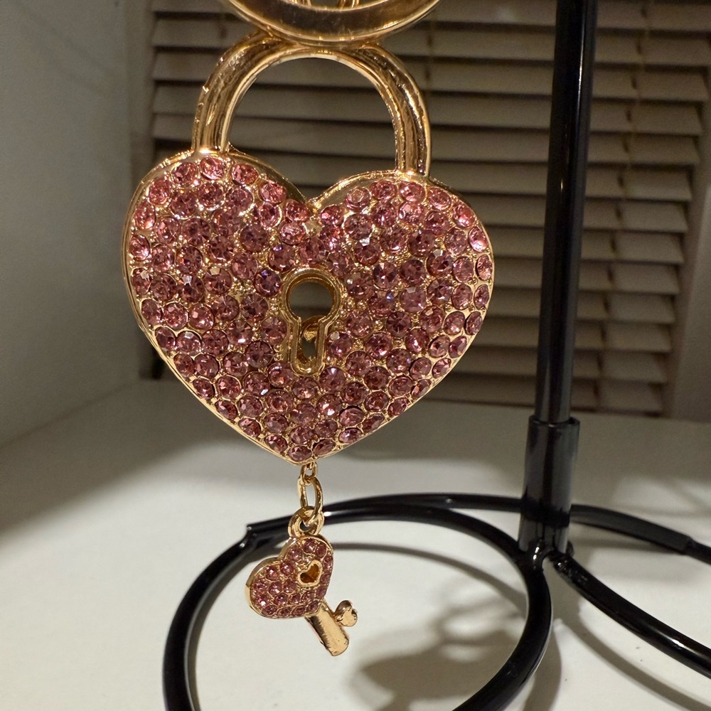 Gold and Pink Heart Keychain by - Picture 2 of 4